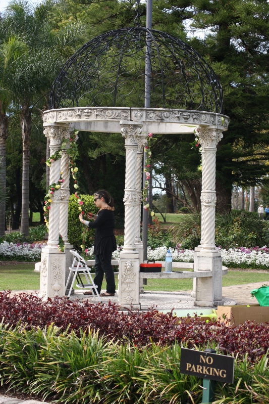 Gazebo decorated with garlands for wedding flowers Wedding Flower garlands